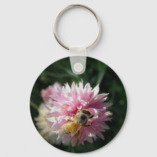 Blume Bienen und Rosa Schlüsselanhänger