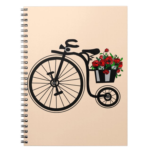 Blume-Bike-Notebook - Ihre Farbe - Text Notizblock (Vorderseite)