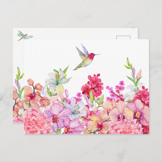 Blume Bird Garden Postkarte (Vorne/Hinten)