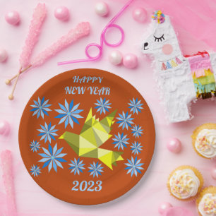BLUME BIRD NEW YEAR 2023, PARTY PAPIERPLATE PAPPTELLER