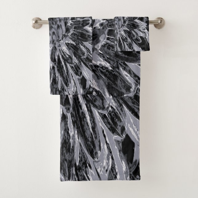 Blume Black and Gray Dahlia Badhandtuch Set (Insitu)