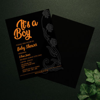 Blume Black Background Babydusche Einladung