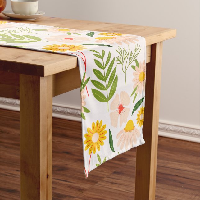 Blume & Blätter Gartenmuster Großer Tischläufer (Beispiel)