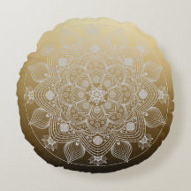 Blume, Blätter, Mandala aus weißer Leder auf Gold