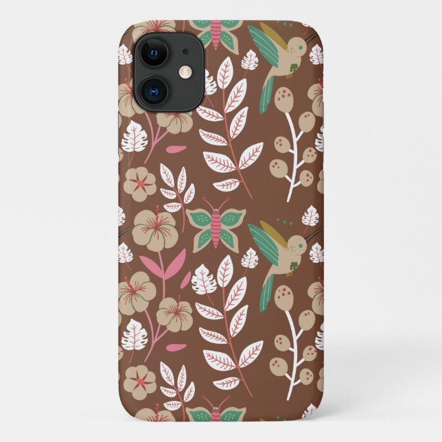 Blume, Blätter, Schmetterlinge, nahtlos, ohne Blum Case-Mate iPhone Hülle (Rückseite)