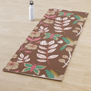 Blume, Blätter, Schmetterlinge, nahtlos, ohne Blum Yogamatte