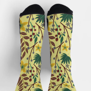 Blume, Blätter, Zweige, nahtlos, ohne Blumen Socken