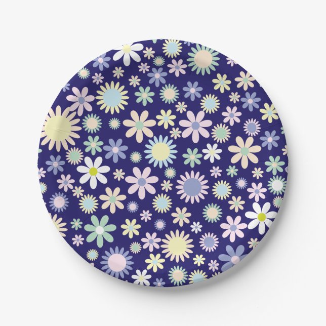 Blume blau pappteller (Vorderseite)