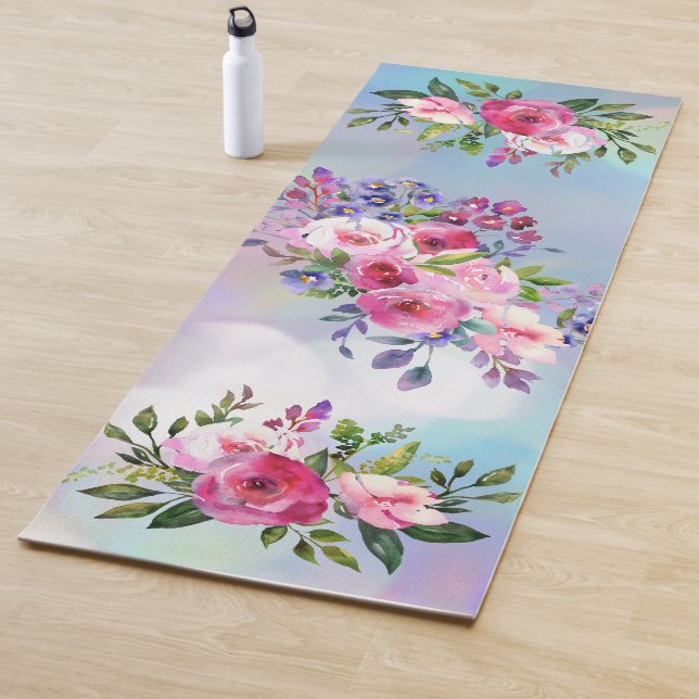 Blume Blau Pink Yoga Mat Yogamatte (Beispiel)