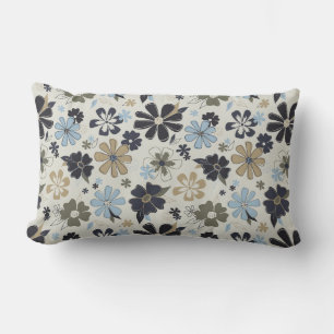 Blume Blau Tan Kontur Blumenmuster Lendenkissen
