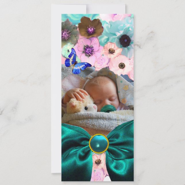 BLUME ,BLAUE BUTTERFLY BABY SHOWY FOTOVORLAGE EINLADUNG (Vorderseite)