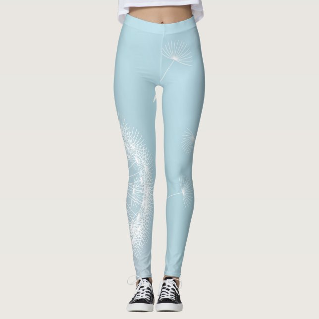 Blume-blaue Leggings (Vorderseite)