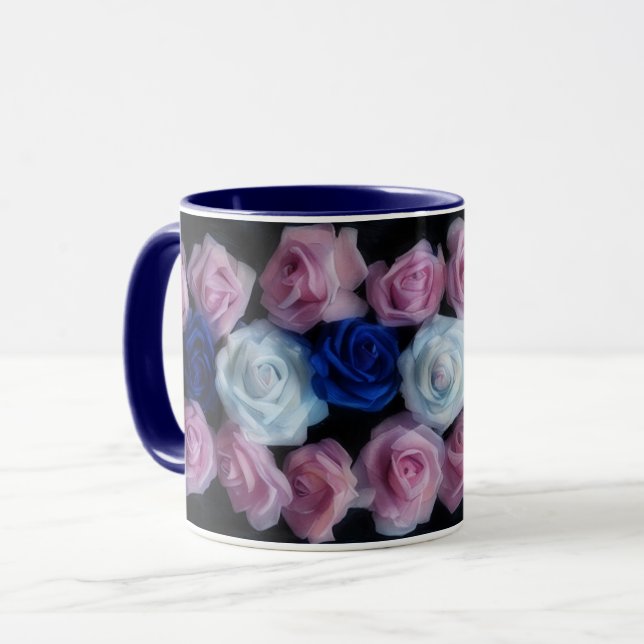 Blume Blauer Rosen Tasse (Vorderseite Links)