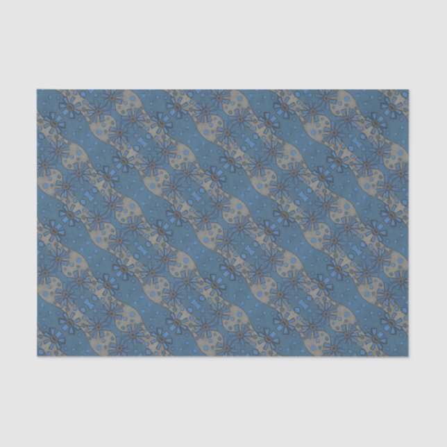 Blume, blauer und grauer Blumenmuster, rustikal Seidenpapier (Vorderseite)