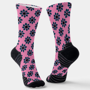 Blume Blaues Aquamarines Muster Socken