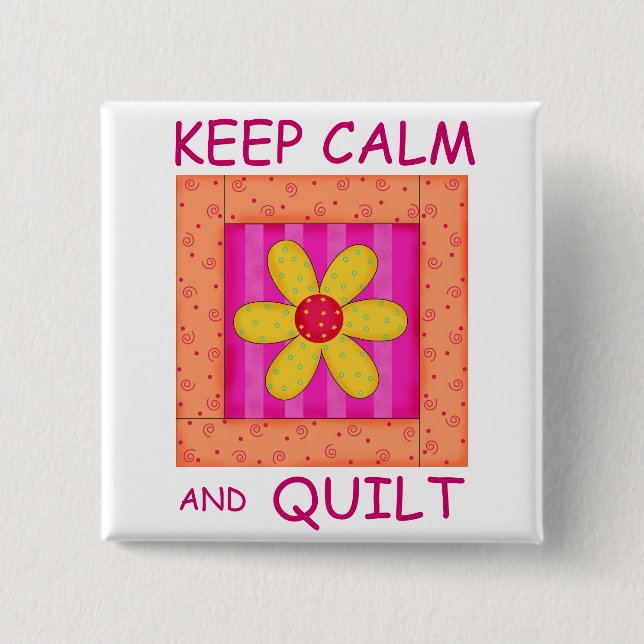 Blume-Block für Ruhe und Quilt-Anwendung behalten Button (Vorderseite)