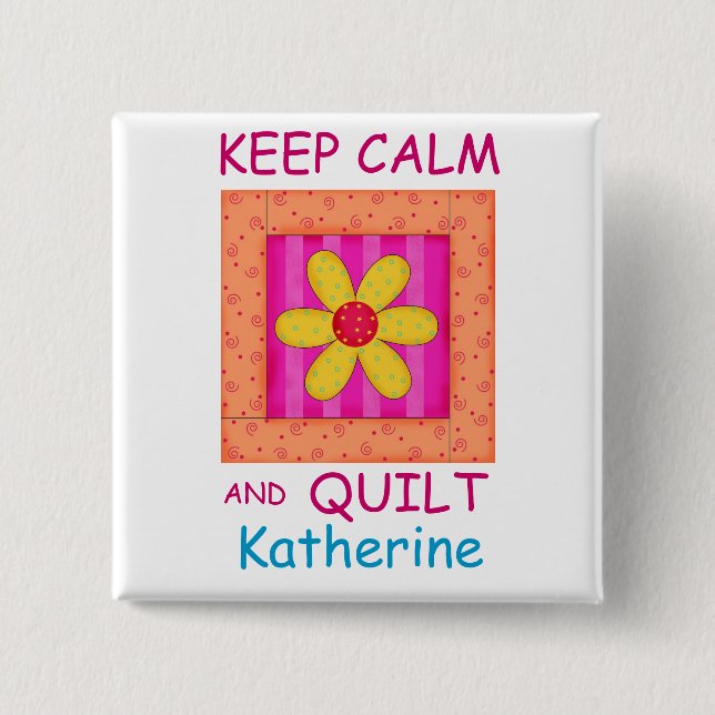 Blume-Block für Ruhe und Quilt-Anwendung behalten Button (Vorderseite)