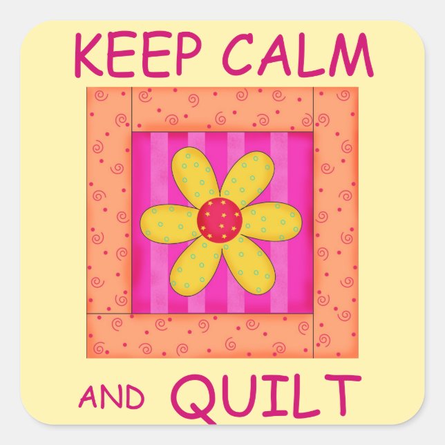 Blume-Block für Ruhe und Quilt-Anwendung behalten Quadratischer Aufkleber (Vorderseite)