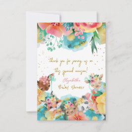 Blume Bloom Baby Girl Shower Dankeskarte