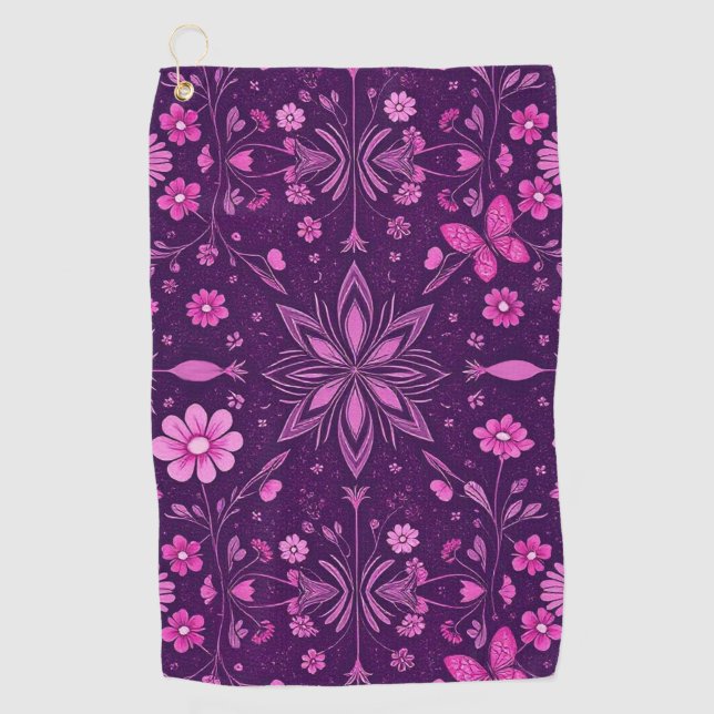 Blume Bloom Fairycore-Muster Golfhandtuch (Vorderseite)