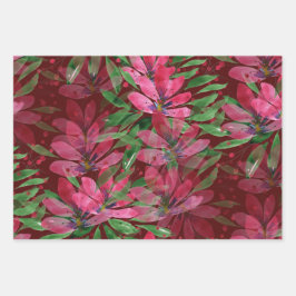 Blume Bloom Original Kunstwerk Aquarell Geschenkpapier Set