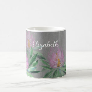 Blume Bloom Violet Wasserfarbe Mit Monogramm Kaffeetasse