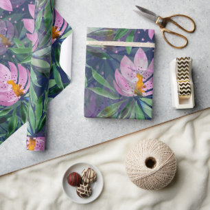 Blume Bloom Violet Wasserfarben Kunst Geschenkpapier