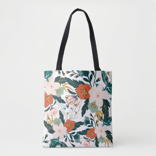 Blume Blossom Bouquet Computer Art White Toag Tasche (Vorderseite)