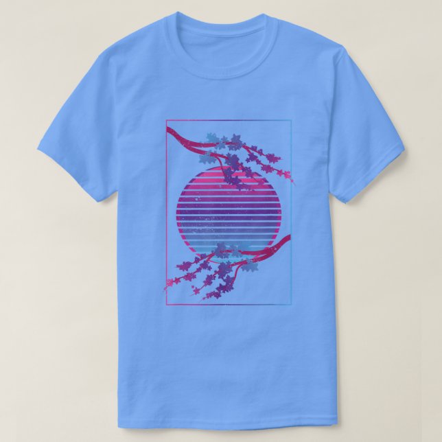 Blume Blossom Japanischer Rosa Sakura Vaporwave Ch T-Shirt (Design vorne)