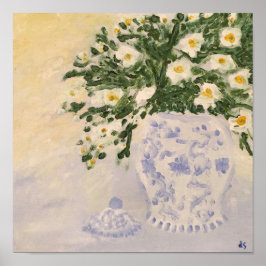 Blume Blue & White Ginger Jar Art Print Leinwand Poster