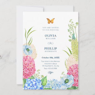 Blume blühen Schmetterlingshochzeit Einladung