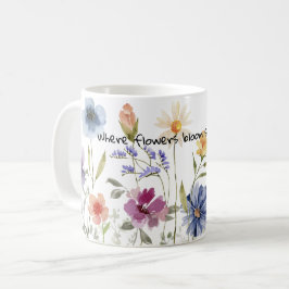 Blume blühende Aquarellgeschenke Kaffeeliebhaber Kaffeetasse