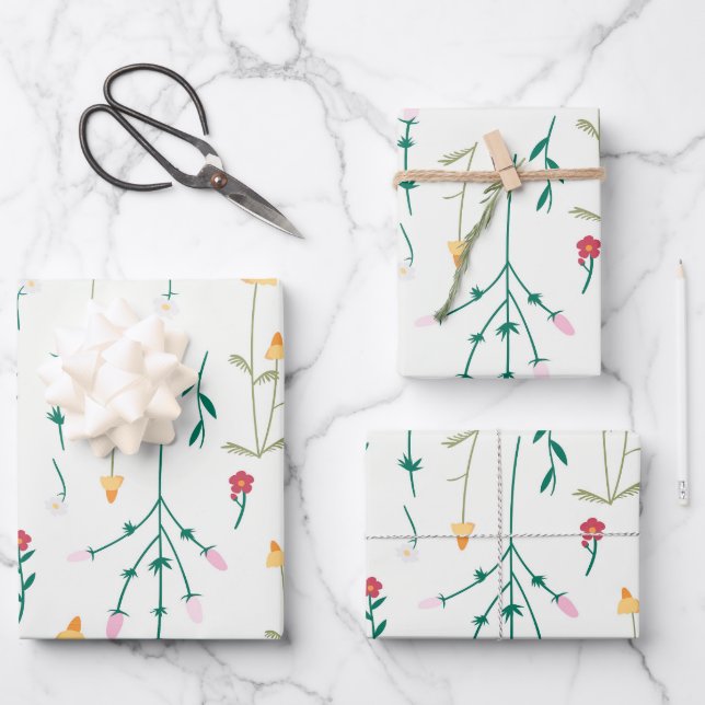 Blume blühende Blütenfeder nahtlos Geschenkpapier Set (Vorderseite)