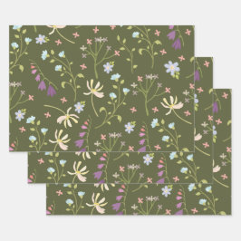 Blume blühende Blütenfeder nahtlos Geschenkpapier Set