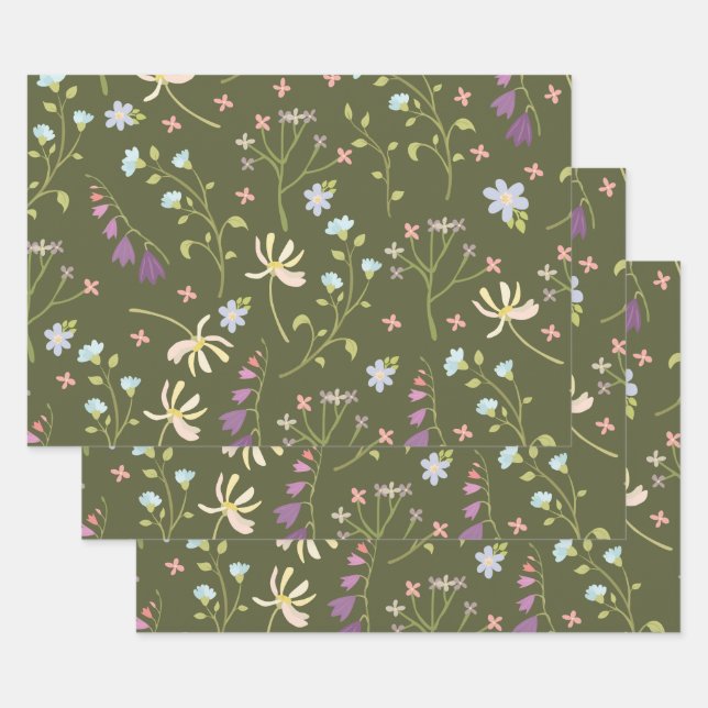 Blume blühende Blütenfeder nahtlos Geschenkpapier Set (Set)