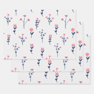 Blume blühende Blütenfeder nahtlos Geschenkpapier Set