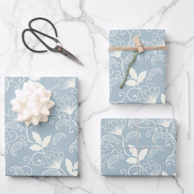 Blume blühende Blütenfeder nahtlos Geschenkpapier Set (Vorderseite)