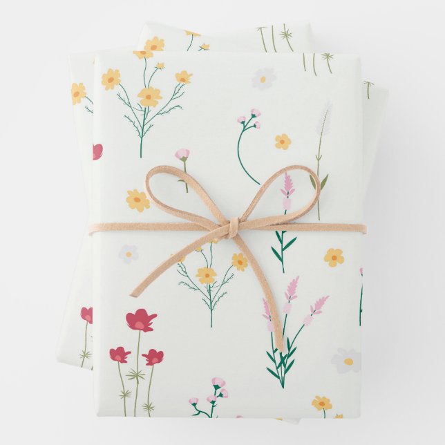 Blume blühende Blütenfeder nahtlos Geschenkpapier Set (Beispiel)