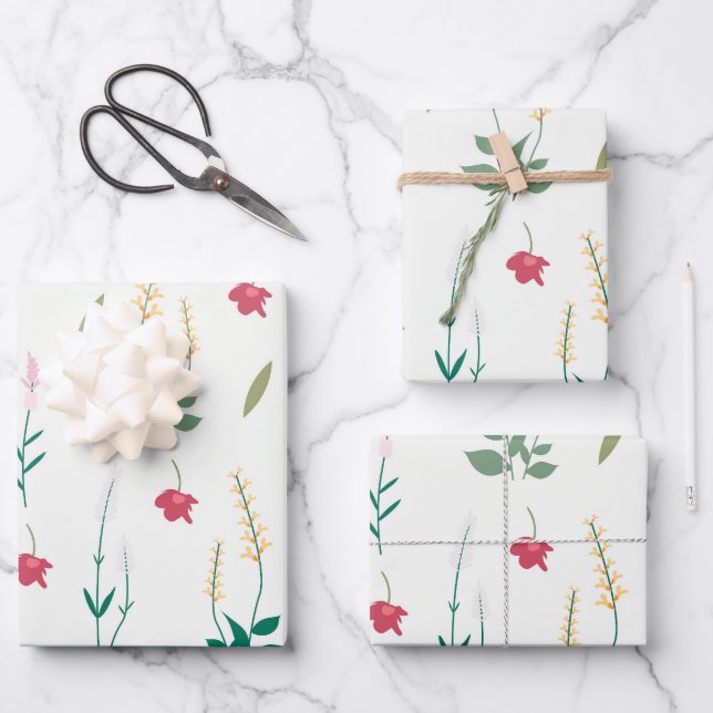 Blume blühende Blütenfeder nahtlos Geschenkpapier Set (Vorderseite)