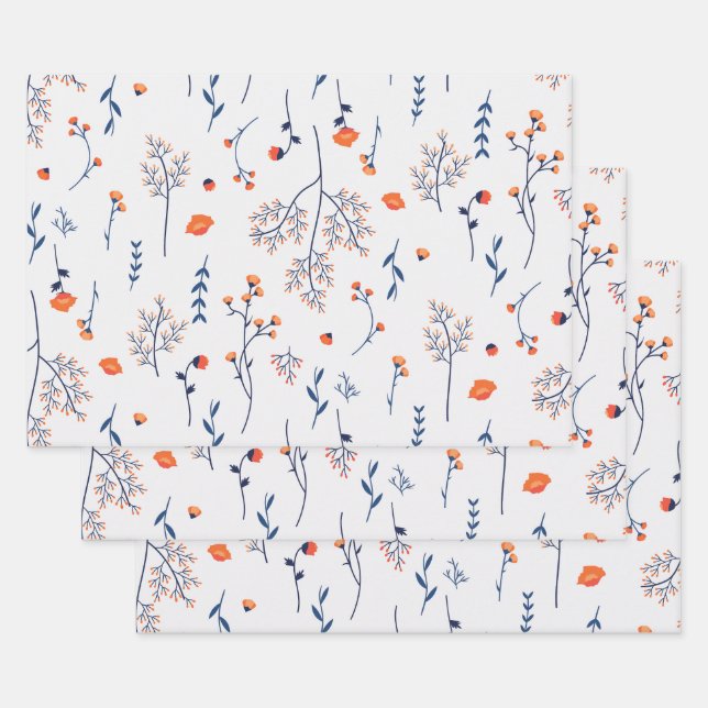 Blume blühende Blütenfeder nahtlos Geschenkpapier Set (Set)