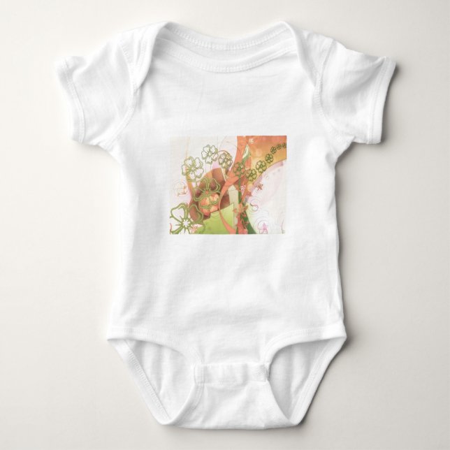 Blume blüht Rebe-Liebe-Schicksals-Kunst Digital Baby Strampler (Vorderseite)