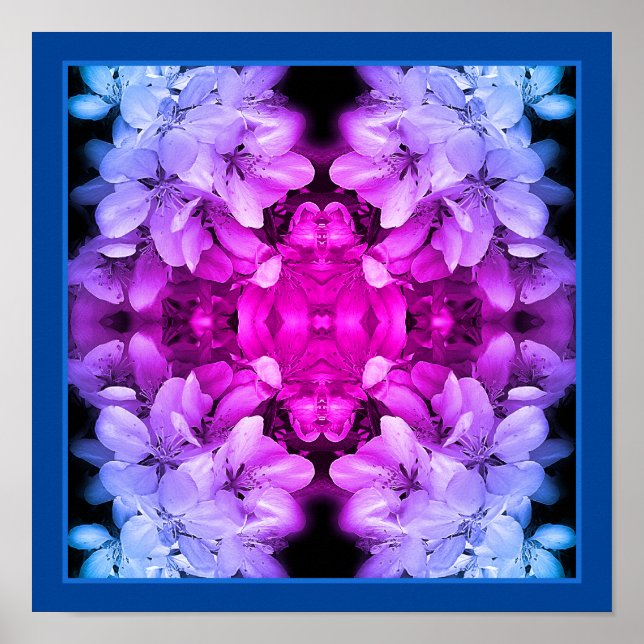 Blume blüht schwarz und weiß Abstrakt Poster (Vorne)