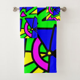 Blume Blumen Doodle Art Badhandtuch Set