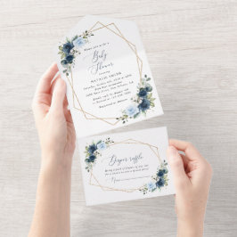 Blume, Blumen, Grünpflanzen, Babydusche All In One Einladung