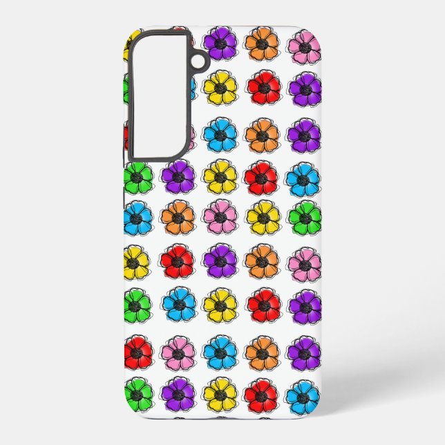 Blume Blumendoodle Linie Wasserfarben Abstrakt Samsung Galaxy Hülle (Rückseite)