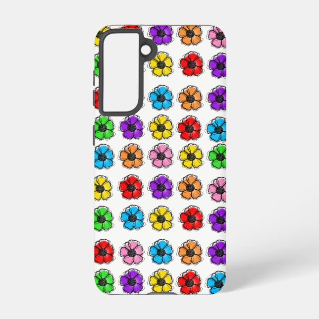 Blume Blumendoodle Linie Wasserfarben Abstrakt Samsung Galaxy Hülle (Rückseite)