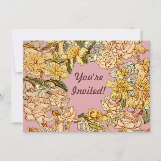 Blume Blumenkraut Rosa Blume Kunst Einladung (Vorderseite)