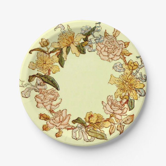 Blume Blumenkraut Rosa Blume Kunst Pappteller (Vorderseite)