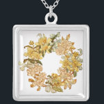 Blume Blumenkraut Rosa Blume Kunst Versilberte Kette<br><div class="desc">Frühlingsblumen! Vintager Blumenkranz hat eine großartige Farbe für den Frühling. Die gelben und rosafarbenen Blume sind in einem Kreis eingewickelt. Ideal für eine Einladung. Um ein Monogramm in der Blume hinzuzufügen, klicken Sie einfach auf "Anpassen" und dann auf der rechten Seite, wählen Sie "Text hinzufügen", um einen ersten hinzuzufügen. Sie...</div>