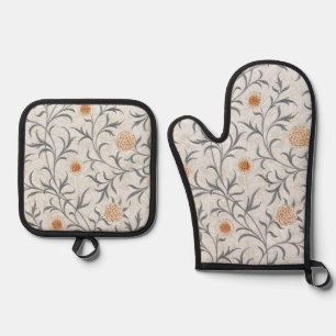 Blume, Blumenmuster, William Morris Ofenhandschuh & Topflappen-Set